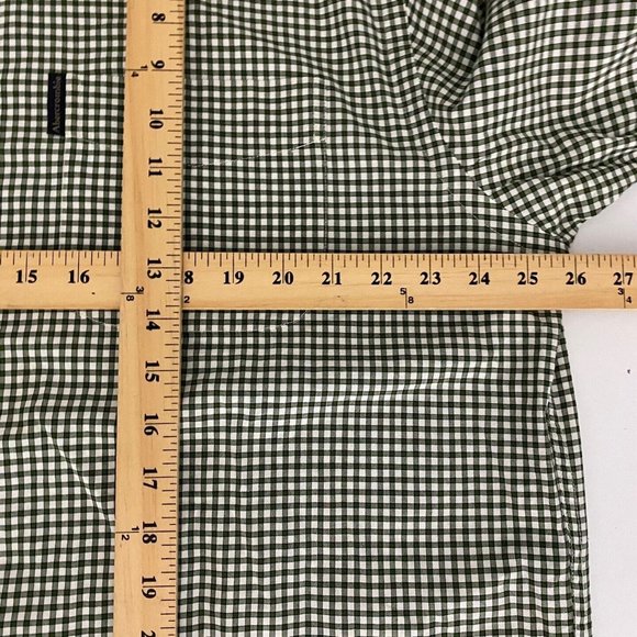 Abercrombie & Fitch Button Down Shirt Mens Large Green Plaid Relaxed Fit Logo - Picture 7 of 8